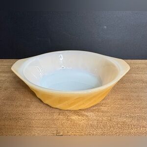 Vintage 80’s Fire King Anchor and Hocking Peach Lustre Retro Swirl Small Dish